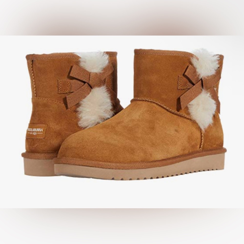 Women's Tan‎ Suede Ankle Boots with Bow UGG Koolaburra Victoria mini Women boots